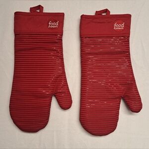 Food Network Oven Baking Stove Mits Rubber Grip Quilted Inside New Red